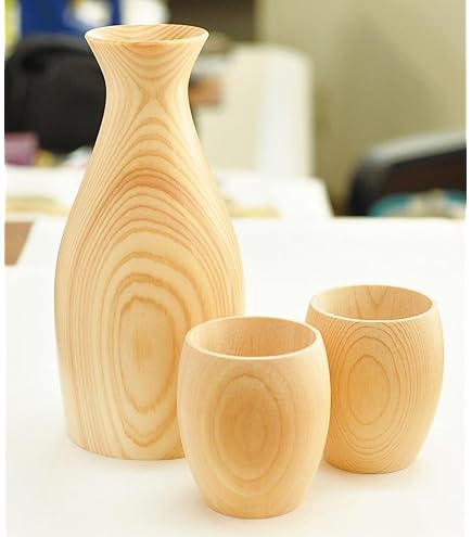 Amazon.com | Japanese Traditional Hinoki Wooden Sake Set, 1