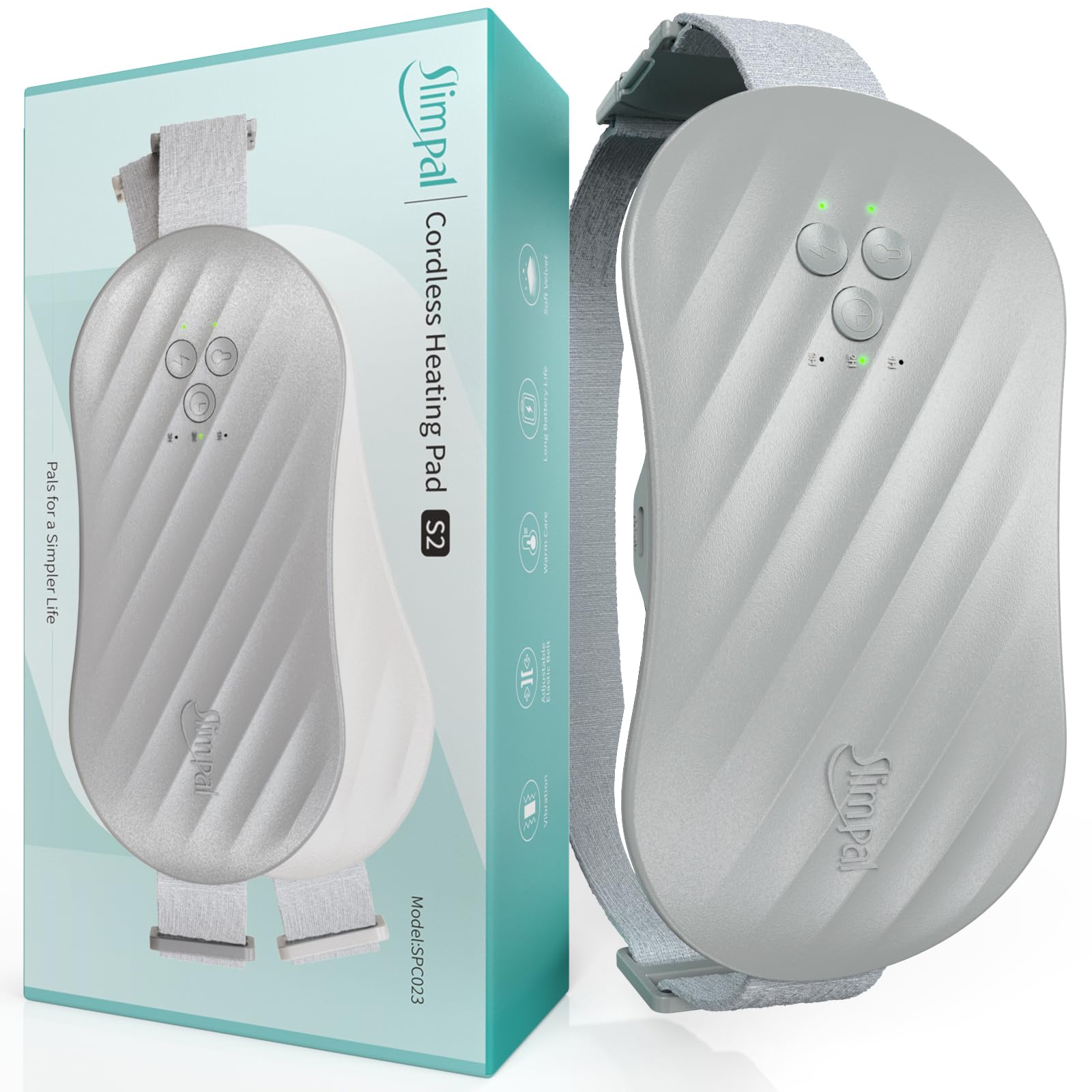 Photo 1 of Slimpal Heating Pad for Period Cramps, Portable Heating Pad for Menstrual Relief, Electric Cordless Heating Belt for Back, Belly, Waist, Stomach, Wearable Heat Belt, Grey