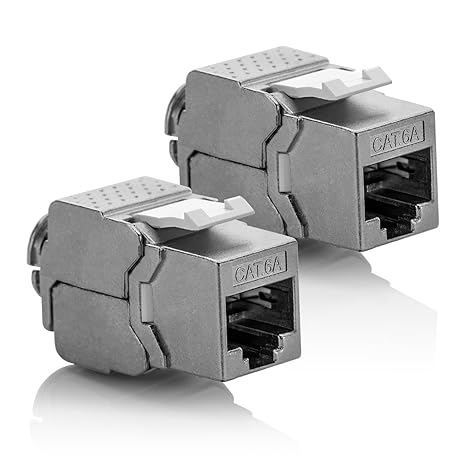 deleyCON 2X Keystone Modul CAT 6a Jack - Vollgeschirmt STP RJ45 Buchse Werkzeugfrei Dank Snap-In Montage CAT Rohkabel 500Mhz 