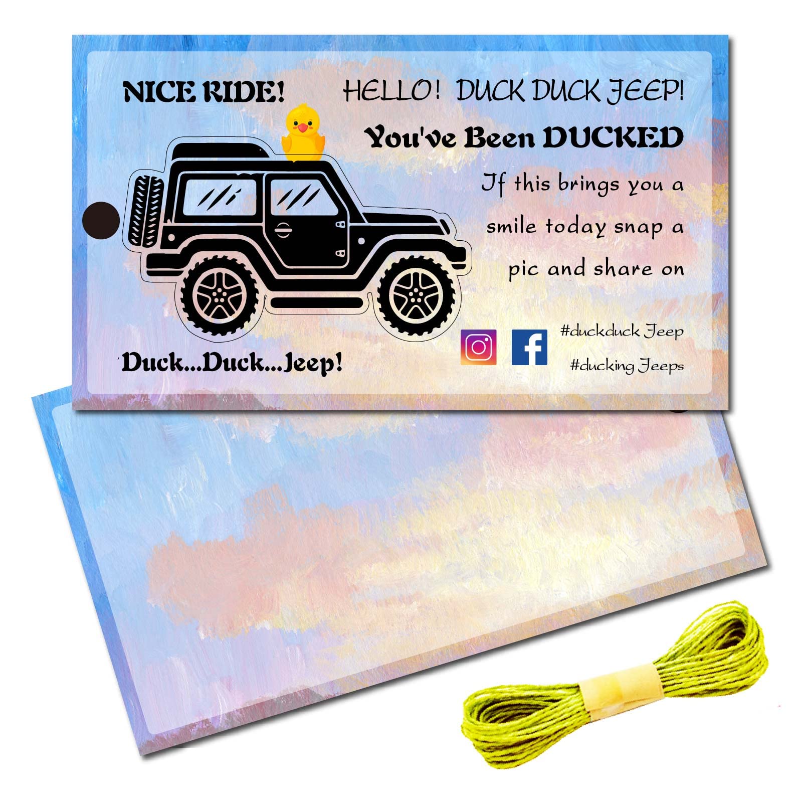 CREATCABIN 50Pcs You've Been Ducked Cards Duck Tags Card Ducking Game DIY Duck Card with Hole and Twine for Rubber Ducks Car Decor 3.5 x 2 Inch-Duck Duck