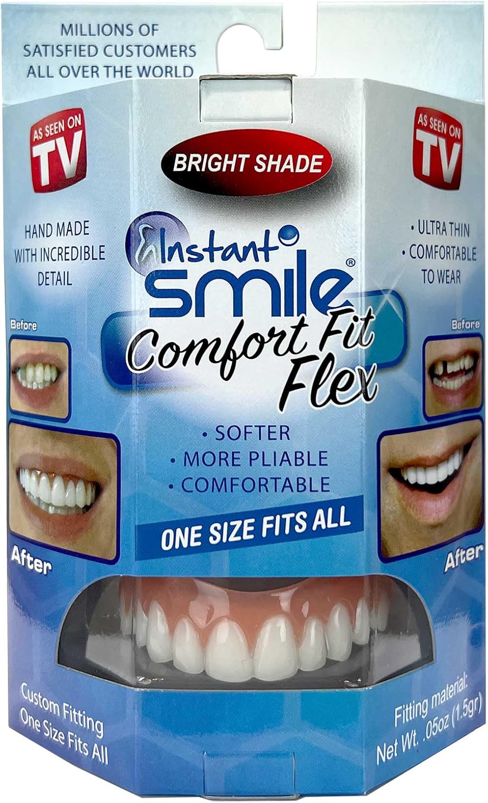 Instant Smile Comfort Fit Flex Cosmetic Upper Teeth Bright White Veneer
