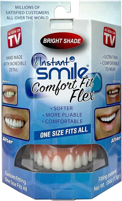 Instant Smile Comfort Fit Flex Cosmetic Upper Teeth Bright White Veneer