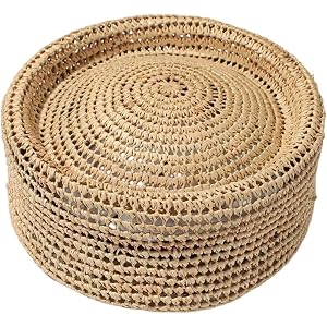 Women's French Hand Woven Straw Pillbox Hat, Summer Elegant Sun Beret, Charming Cocktail Party Medicine Box Hat Brown