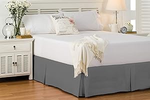 Cotton Delight Bed Skirt King Size 100% Natural Cotton 800 Thread Count Premium Tailored Fit 1pc Bedskirt King Size 18" Drop Length Grey Solid