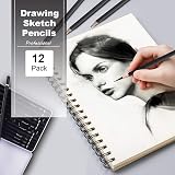 Surcotto 12 Pencils Sketching Set 4H-14B with Eraser Sharpener Iron Box view 2