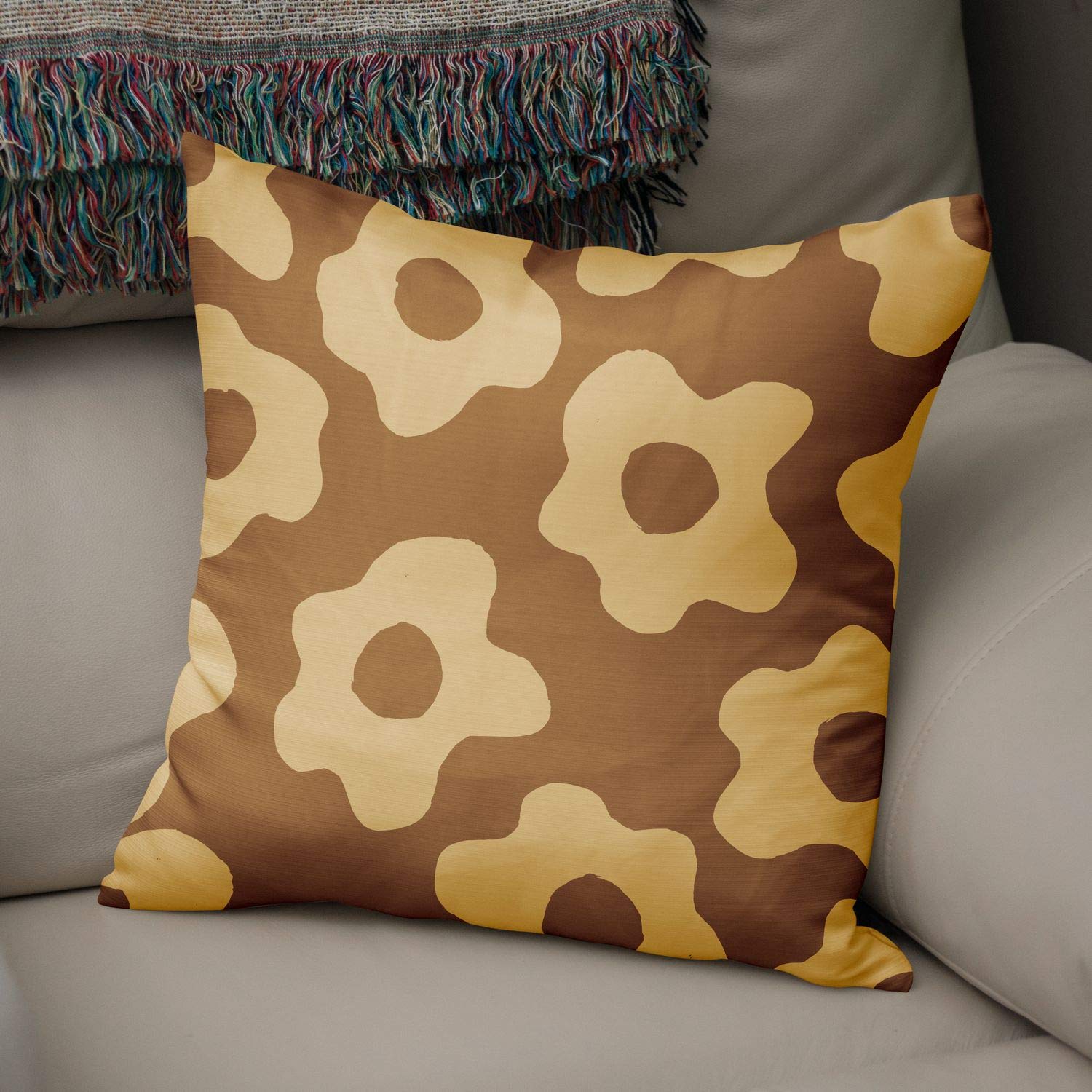 Bonamaison Decorative Cushion Cover, Polycotton, Brown, Standard