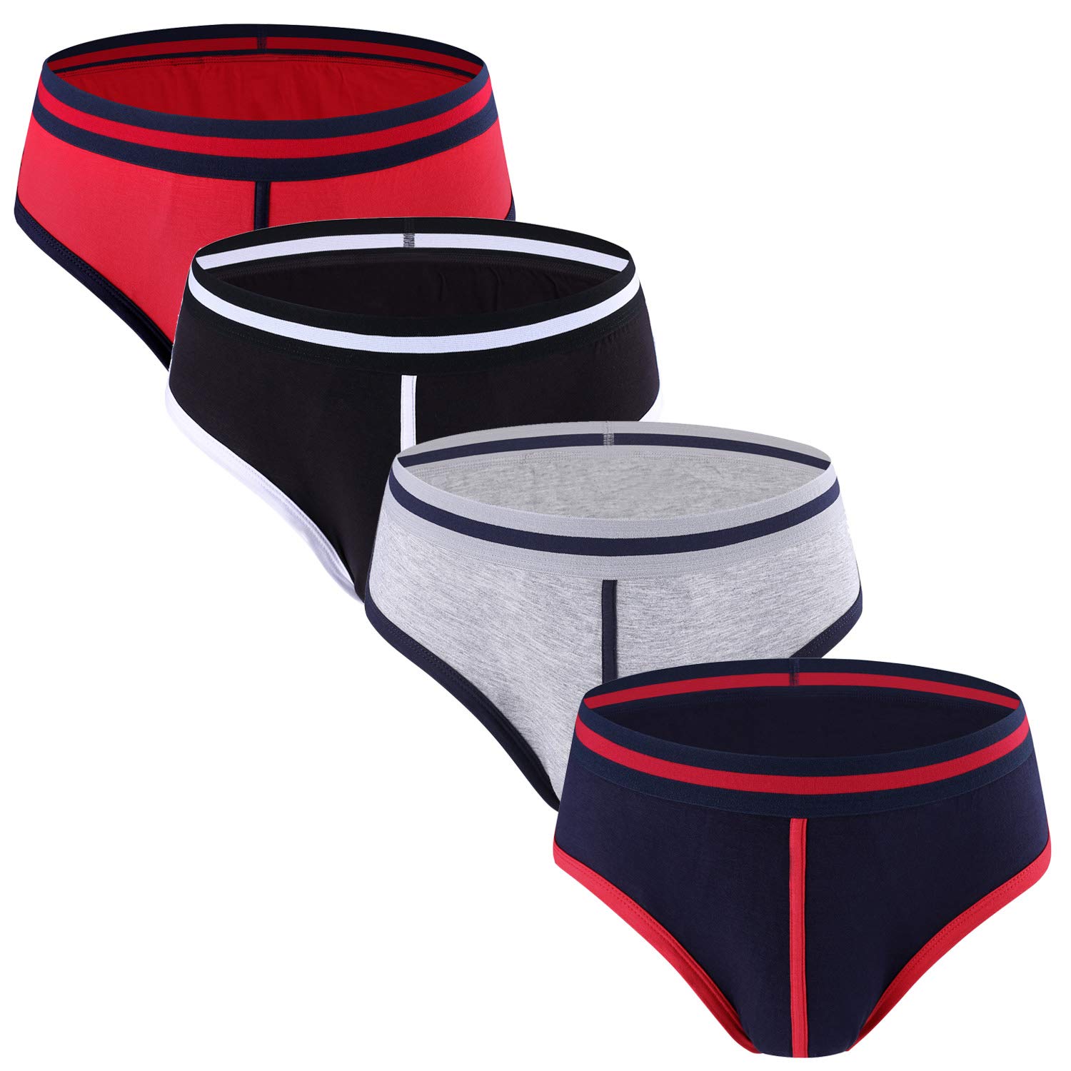 MOACC Men\'s Sexy Micro Modal U Convex Pouch Underwear Soft Hip Brief Multi (4pack)