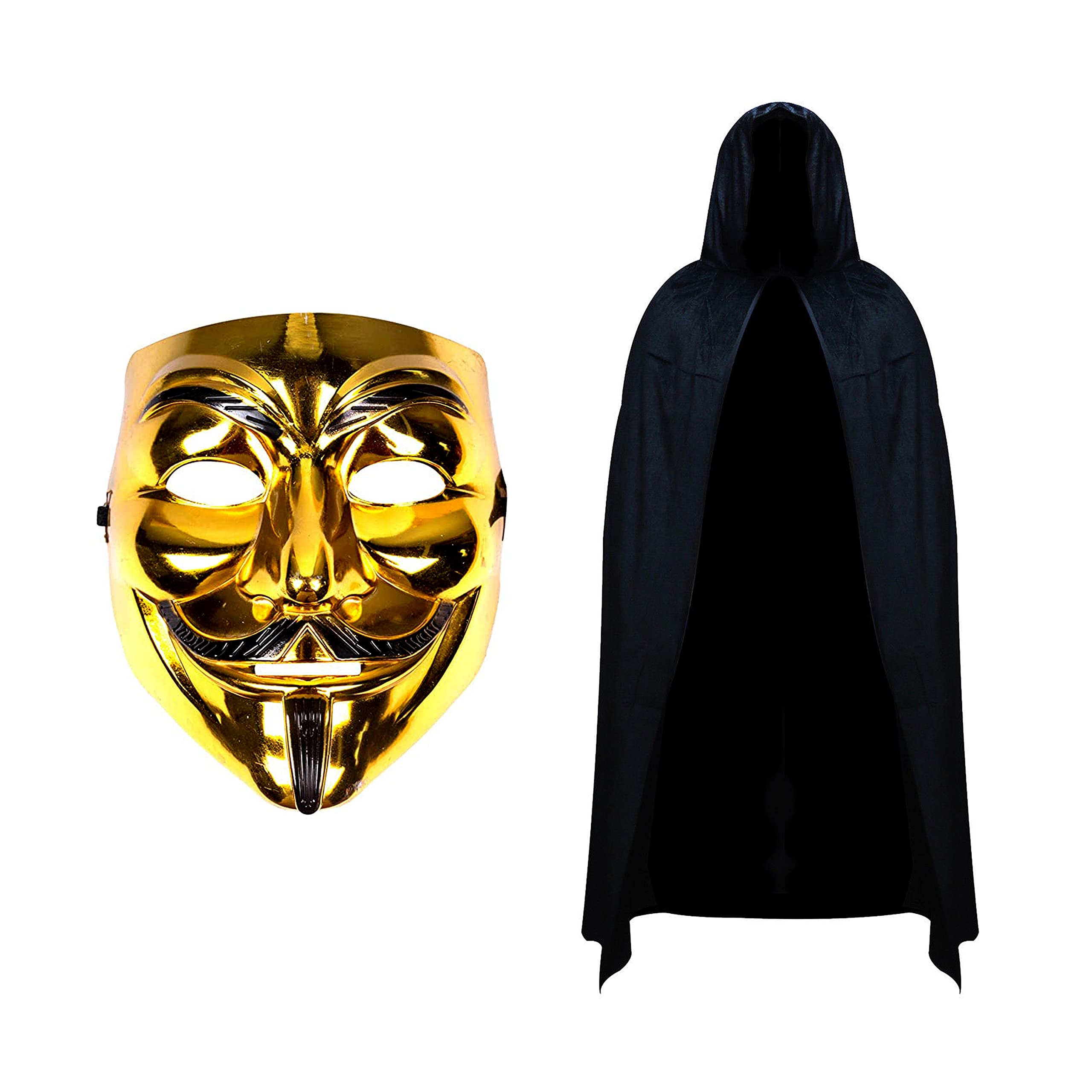 Anonymous Mask and Hooded Cape Fancy Dress Set