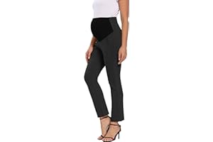 Foucome Women's Maternity Pants for Work Over The Belly Bootcut Dress Pants Stretch Pregnancy Trousers