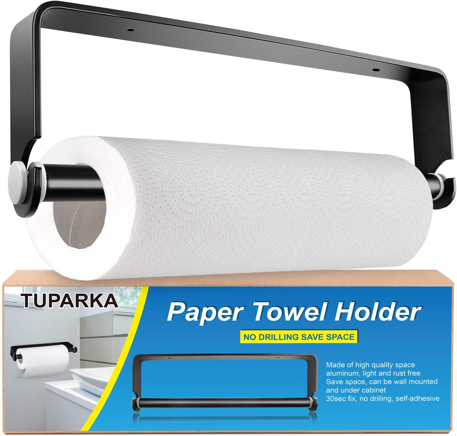 TUPARKA Self Adhesive Paper Towel Holder Paper Towel Dispenser Kitchen