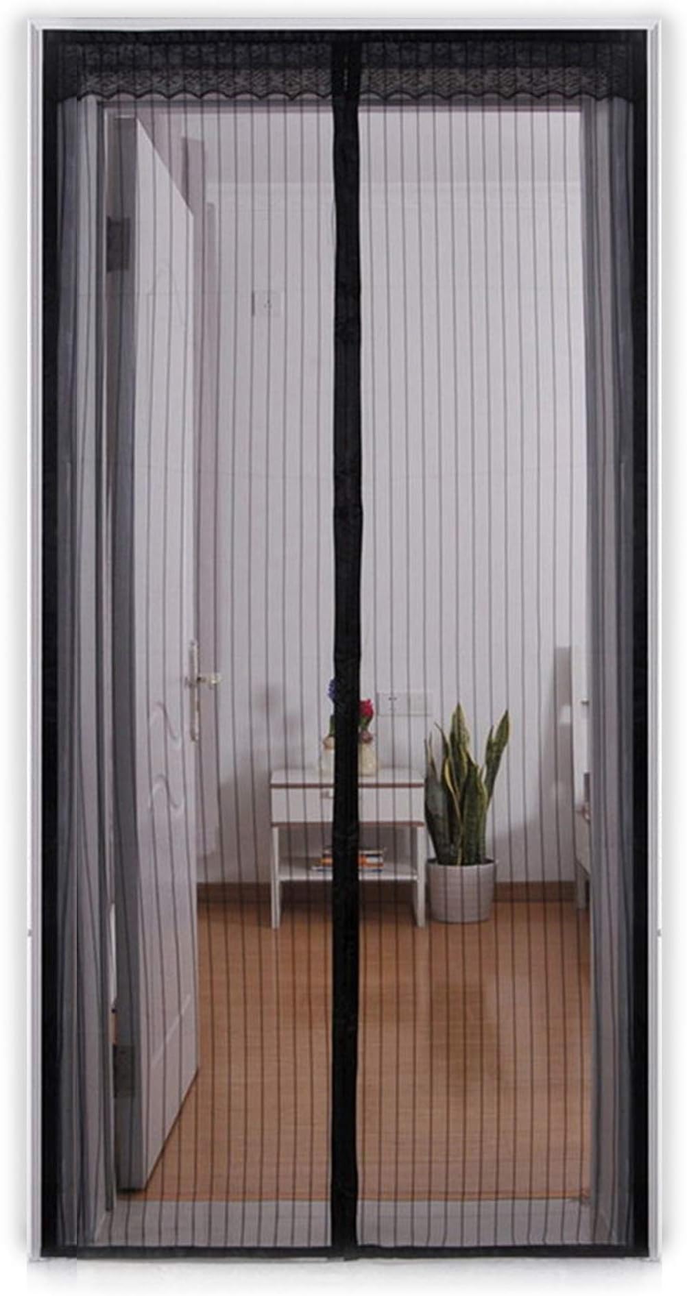 Aox Magnetic Screen Door with Full Frame Hoop & Loop, 39" x 83", Black