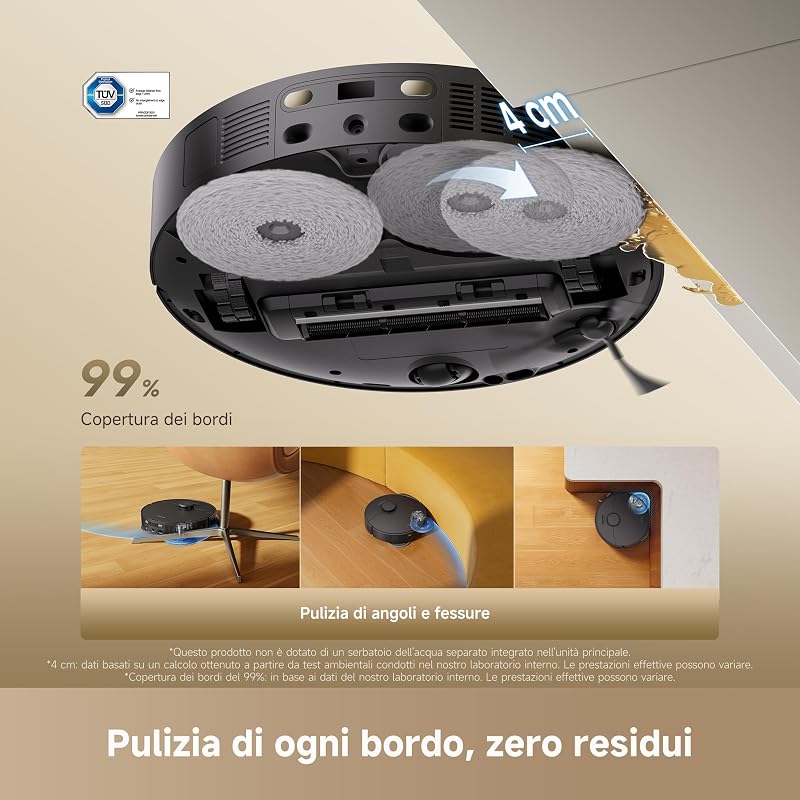 L40 Ultra A Robot Aspirapolvere Lavapavimenti, Aspirazione 24.000 Pa