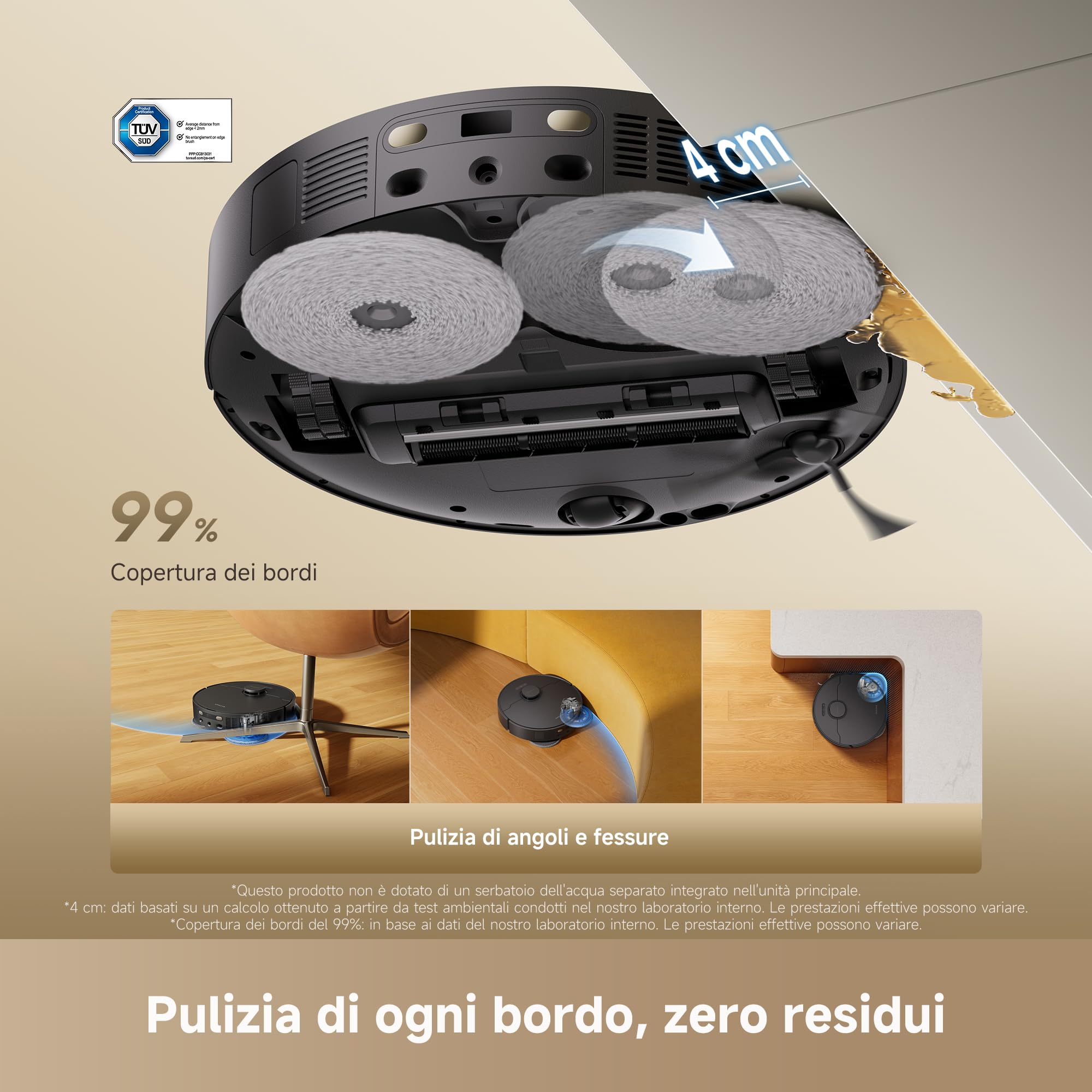 L40 Ultra A Robot Aspirapolvere Lavapavimenti, Aspirazione 24.000 Pa