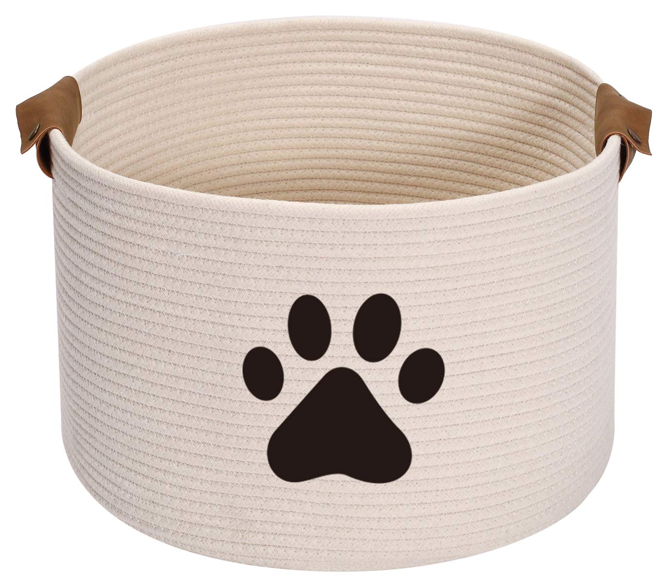 Geyecete Round Dog dog toy basket storage weave Rope Storage Basket Pet/Doy Toy Box Dog Storage Basket-Beige