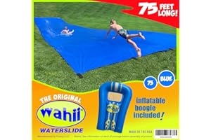 Wahii WaterSlide 75 FEET Super Slick - 1 Inflatable - NO-RIP Fasteners - Teen and Adult Giant Water Slide (Wahii 75)