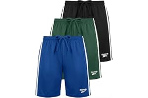 Reebok 3 Pack: Boys' Dry Fit Athletic Shorts w/Side Taping - Active Quick Dry Running Basketball Soccer Short for Kids Teens