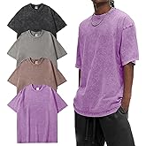 Eiscntd Men's Oversized T-Shirts Heavyweight Cotton Vintage Washed Loose Fit Unisex Baggy Tee Shirts