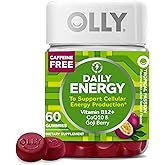 OLLY Daily Energy Gummy, Caffeine Free, Vitamin B12, CoQ10, Goji Berry, Adult Chewable Supplement, Tropical Flavor - 60 Count