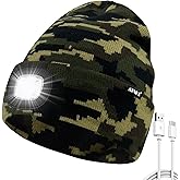 ATNKE LED Beanie with The Light, USB Type C Rechargeable 4 LED Running Headlamp Bright Caps Gifts for Men Dad and Women