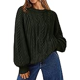 Trendy Queen Women's Oversized Cable Knit Crewneck Fall Pullover Sweaters