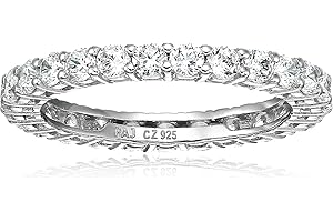 Amazon Essentials Eternity Band Cubic Zirconia Demi Fine Stacking Ring in Sterling Silver