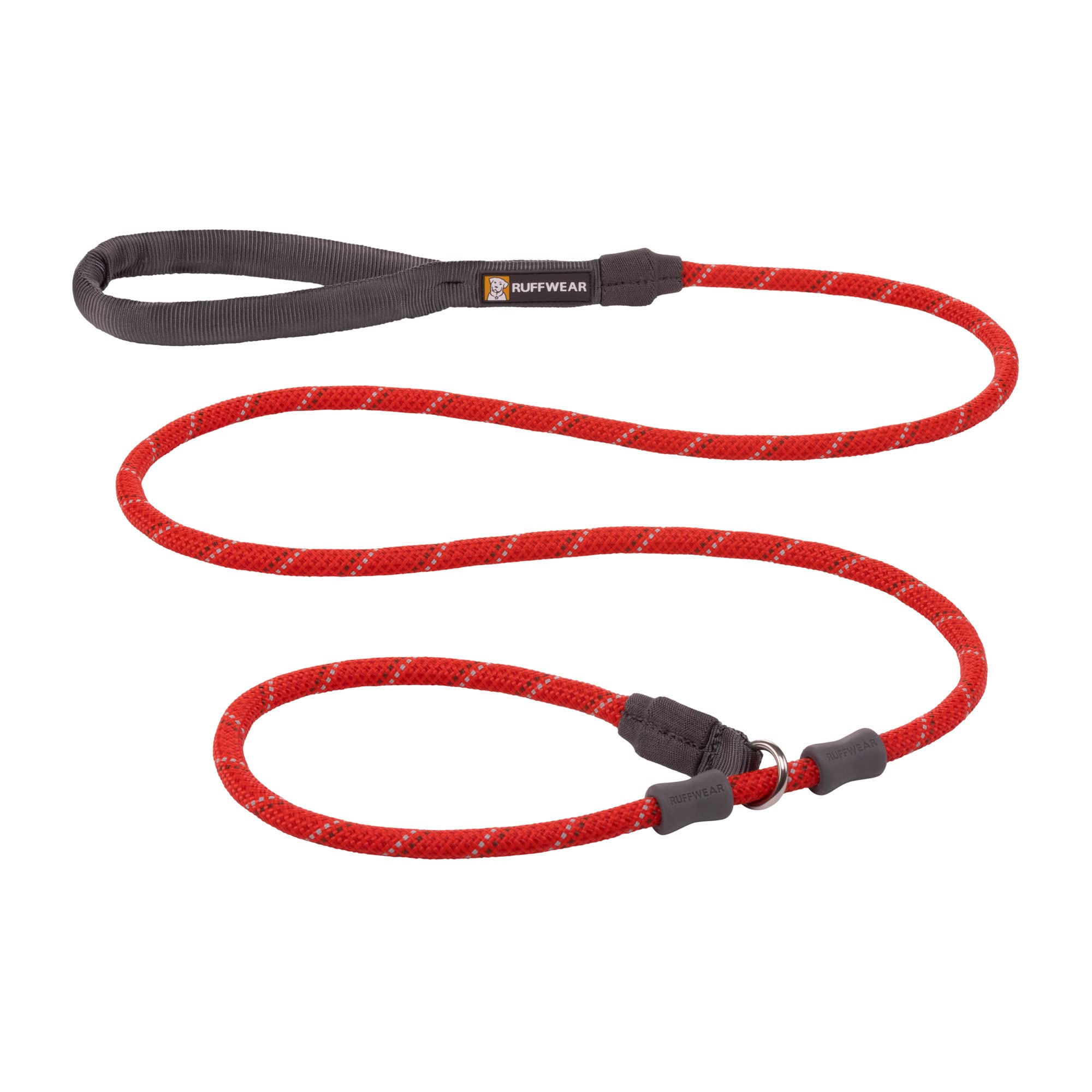 RUFFWEAR Just-a-Cinch Leash, Dog Collar and Dog Lead 1.5 m (5 ft) Long, Rope Slip Lead for Dogs. Long Dog Lead with Reflective Rope & Collar Combination, Padded Comfortable Handle, Red Sumac