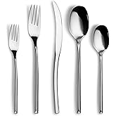 Lemeya 20-Piece Silverware Set for 4,Modern 18/10 Stainless Steel Flatware Set,Luxury Cutlery Set,Unique Utensils Set for Restaurant,Spoons and Forks Set,Mirror Polished,Dishwasher Safe
