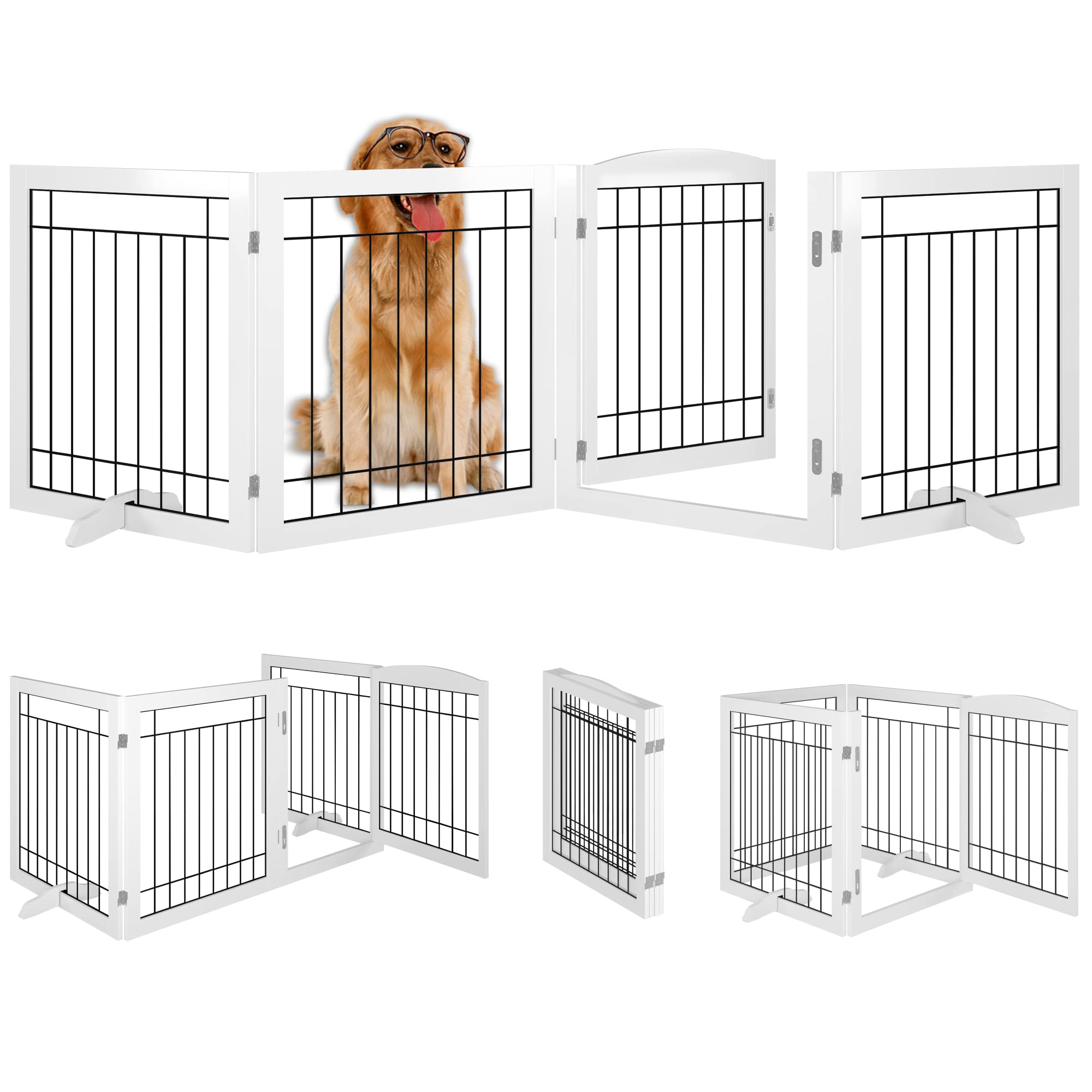 PAWLAND 96-Inch Extra Wide Pet Gate – Foldable Dog Gate For Doorways & Stairs