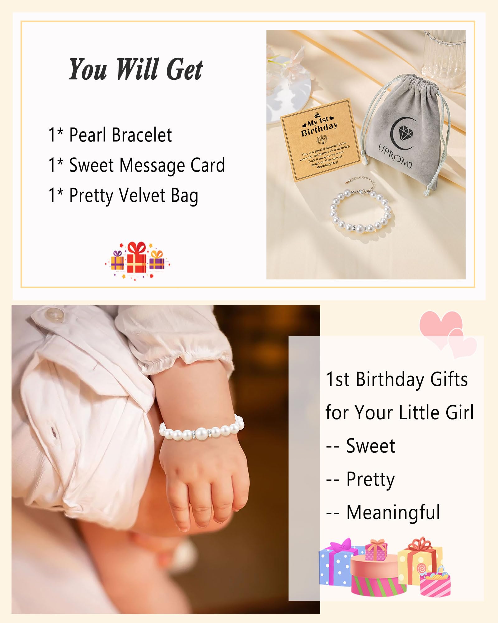 UPROMI First Birthday Gifts for Girls Bracelet