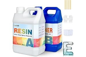 NIUB Epoxy Resin, 1.06 Gallon/4L Resin and Hardener Kit- New Formulation for Crystal Clear, Safe and Non-Toxic Art Resin Kit - No Bubble, Self-Leveling and Easy for Beginners - Deep Pour Epoxy Resin