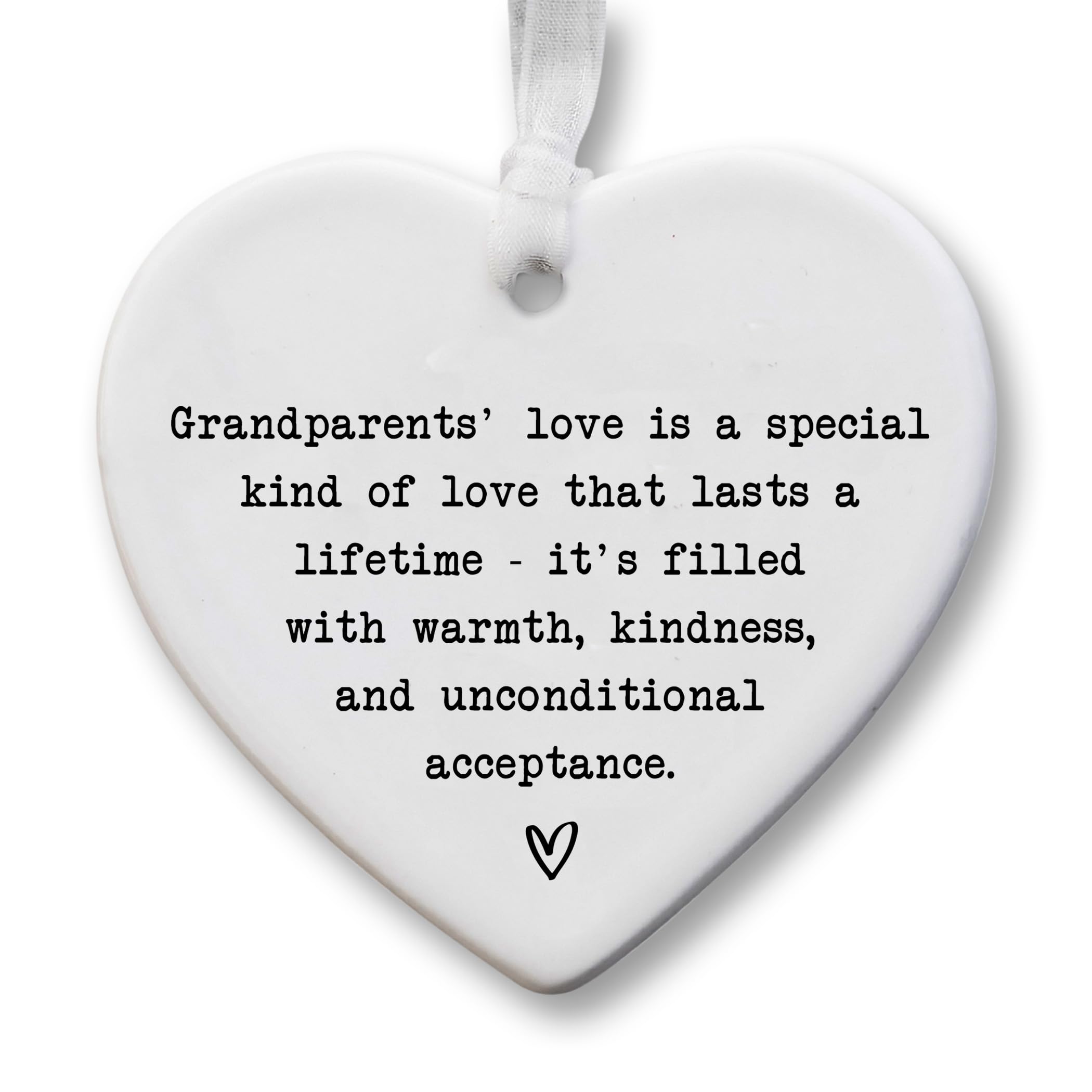 Grandparents Ceramic Heart Keepsake – Grandparents Love Gift – Thoughtful Hanging Ornament for Grandma & Grandad – 8cm x 7cm