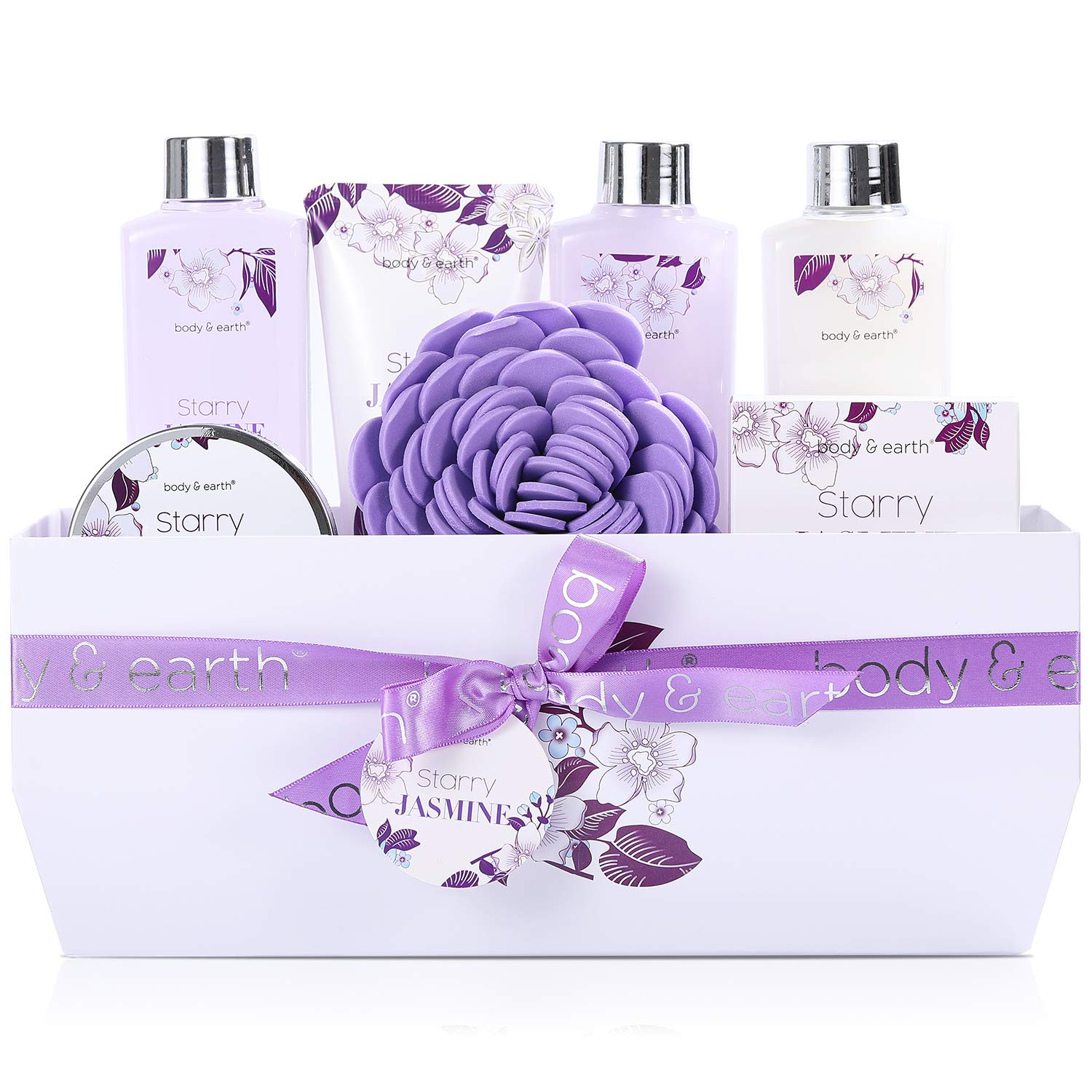 Bath Gift Set for Women - Luxurious 8 Pcs Bath Set with Jasmine Scented, Includes Bubble Bath, Shower Gel, Milk Lotion & Butter and More, Perfect Women Gifts : Beauty