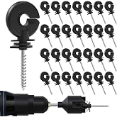 NQN 30 Pcs Black Electric Fence Insulator Screw-in Insulator Fence Ring Post Wood Post Insulator and 1 Pc Free Insulator Socket Tool (Grid System Accessories for Animal Husbandry Electronic)