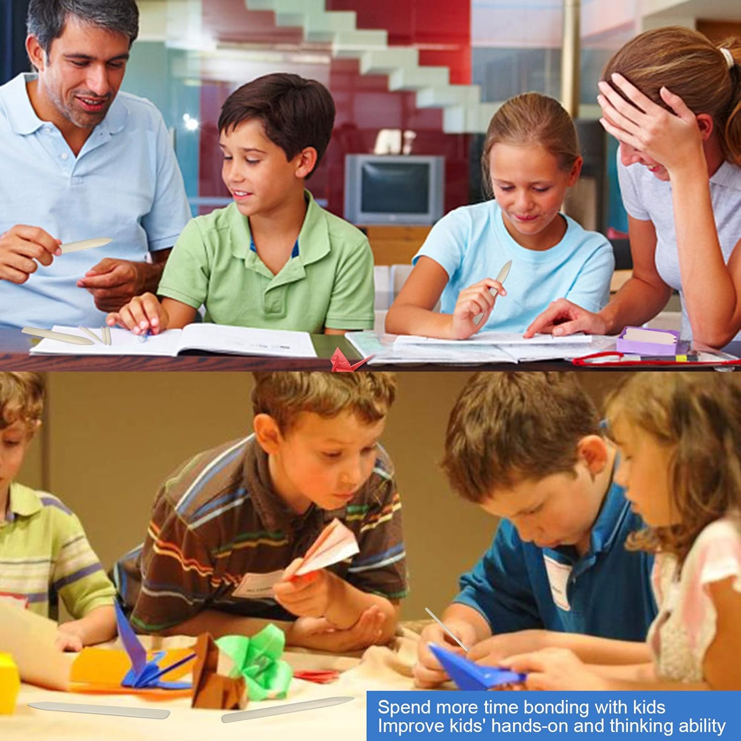 Wuaeny Premium 4PCS Bone Folder and Scoring Tool, 8IN Paper Folding Tool, Smooth Paper Creaser for DIY Handmade Paper Crafts, Card Making, Origami, Scrapbooking and Leather Burnishing Bookbinding, ABS