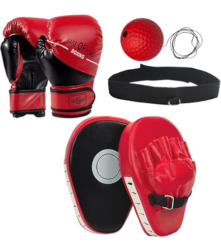 thumbnail image 2 of 3-in-1 Kids Boxing Set With Gloves, Punching Mitts & Reflex Ball - MMA Training Equipment 2 of 11