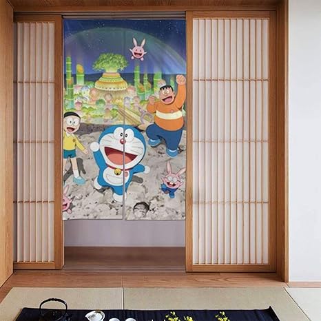 Amazon Co Jp のれん ドラえもん 暖簾 目隠し カーテン ロング間仕切り 遮光 ロング 暖簾 洗濯可 インテリア ロング おしゃれ キッチン リビング 玄関 出入り口 年中使用 幅86cm 丈143cm ホーム キッチン