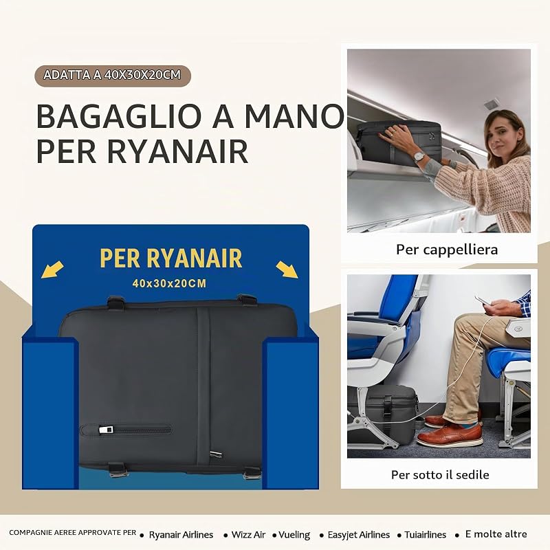 Zaino 40x30x20 per Ryanair Zaino da Viaggio Bagaglio a Mano