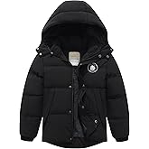 BYLESIN Kids Boy's Winter Waterproof Puffy Cotton Jacket Fleece Lined Lightweight Down Coat Thick Hooded Outdoor Coat