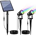 APONUO Metal Solar Spot Lights Outdoor with 9.8ft Cable Solar Powered Landscape Lighting Low Voltage IP65 Waterproof Auto On/Off for Outside Garden Yard Landscape Pathway Garage-Multicolor(2-in-1)