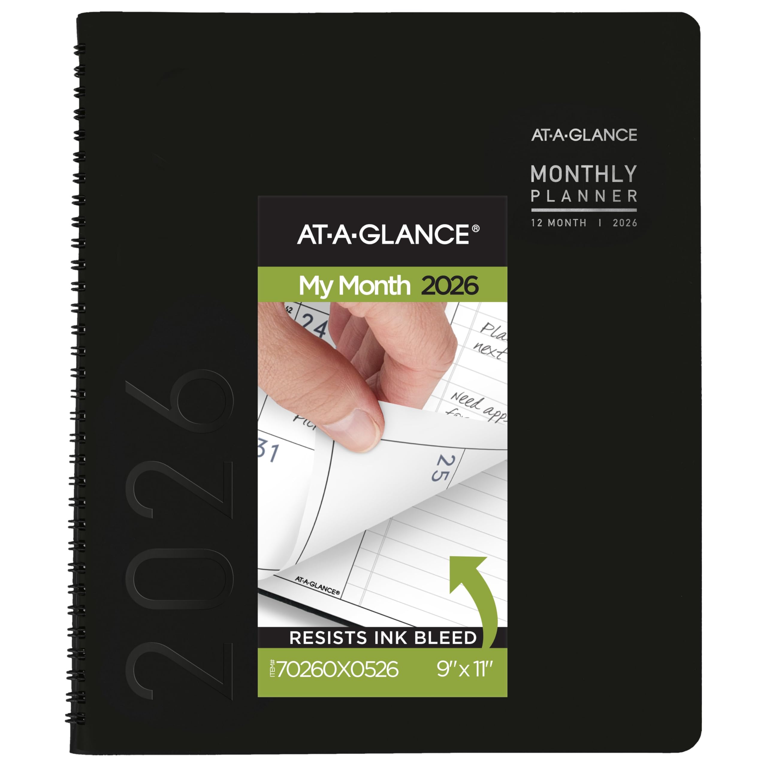 Photo 1 of AT-A-GLANCE 2026 Planner, Monthly, 9” x 11”, Large, Contemporary, Black (70260X0526)