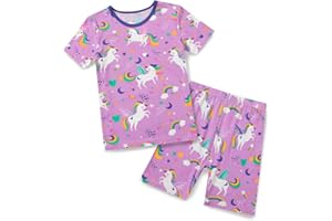 babee Reshinee Bamboo Viscose Toddler Girls Kids Pajama Sets Short Summer Cool Snug fit Sleepwear Pjs 2pcs Set