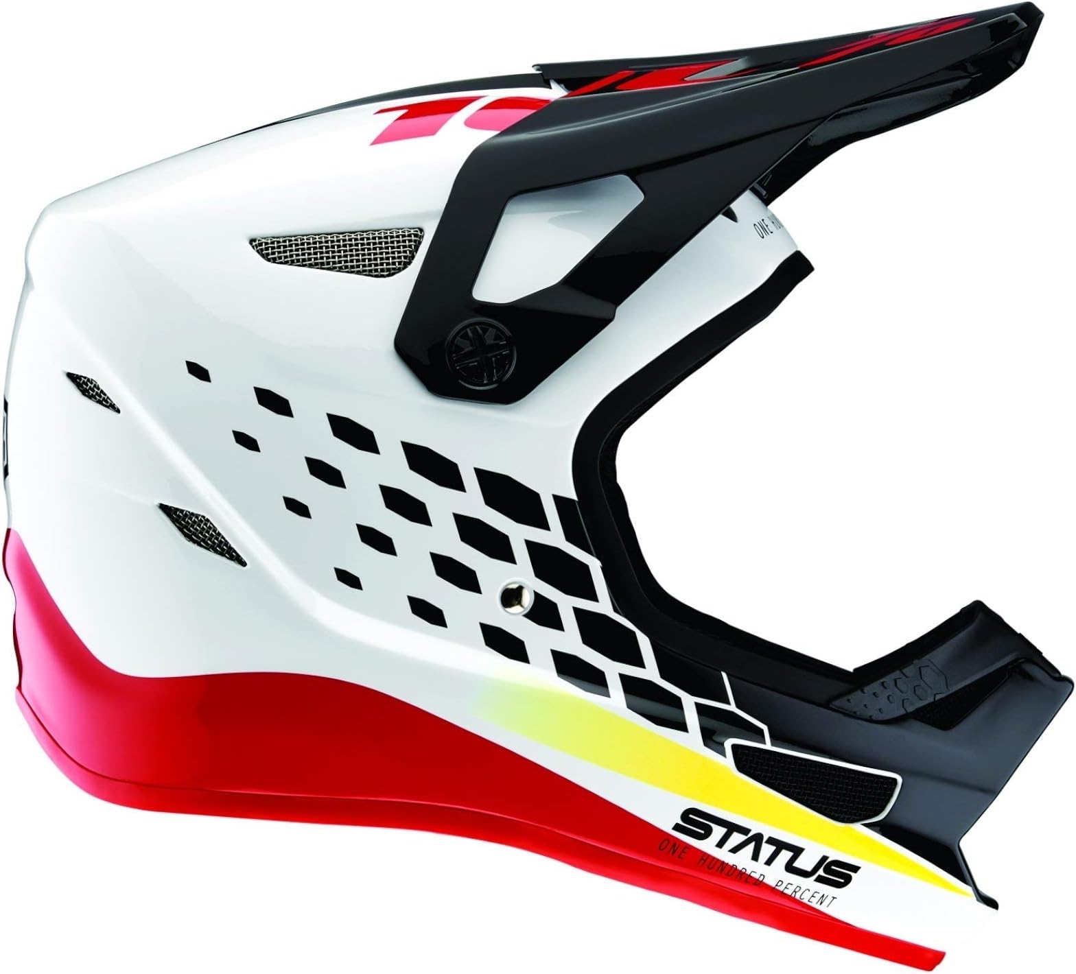 100% Prozent Status DH BMX MTB Fullface Helm Downhill Mountain Bike Fahrrad Fiberglas, 80010A, Farbe Pacer - Weiß Rot, Größe XL