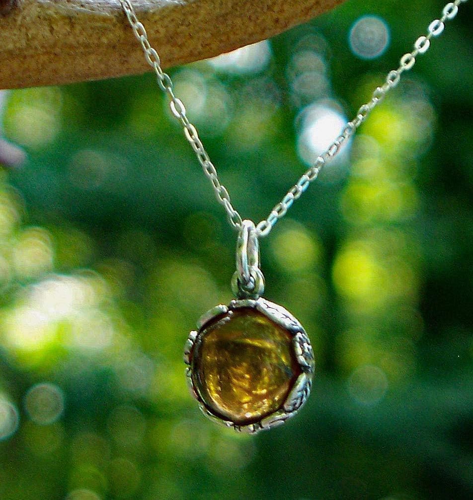 Bottled Up DesignsBottled Up Designs Handmade Botanical Necklace, Recycled Antique Glass, Sterling Silver, Eco Friendly, Made in USA, Birthday Gifts, Mothers Day, Women, Anniversary (Brown Bleach Jug)