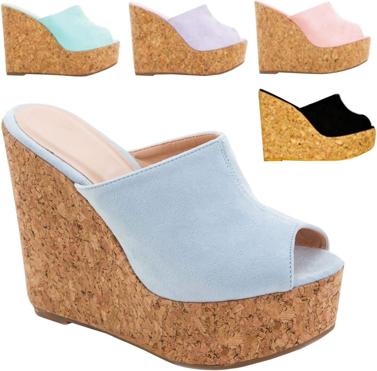 cork mules high heel