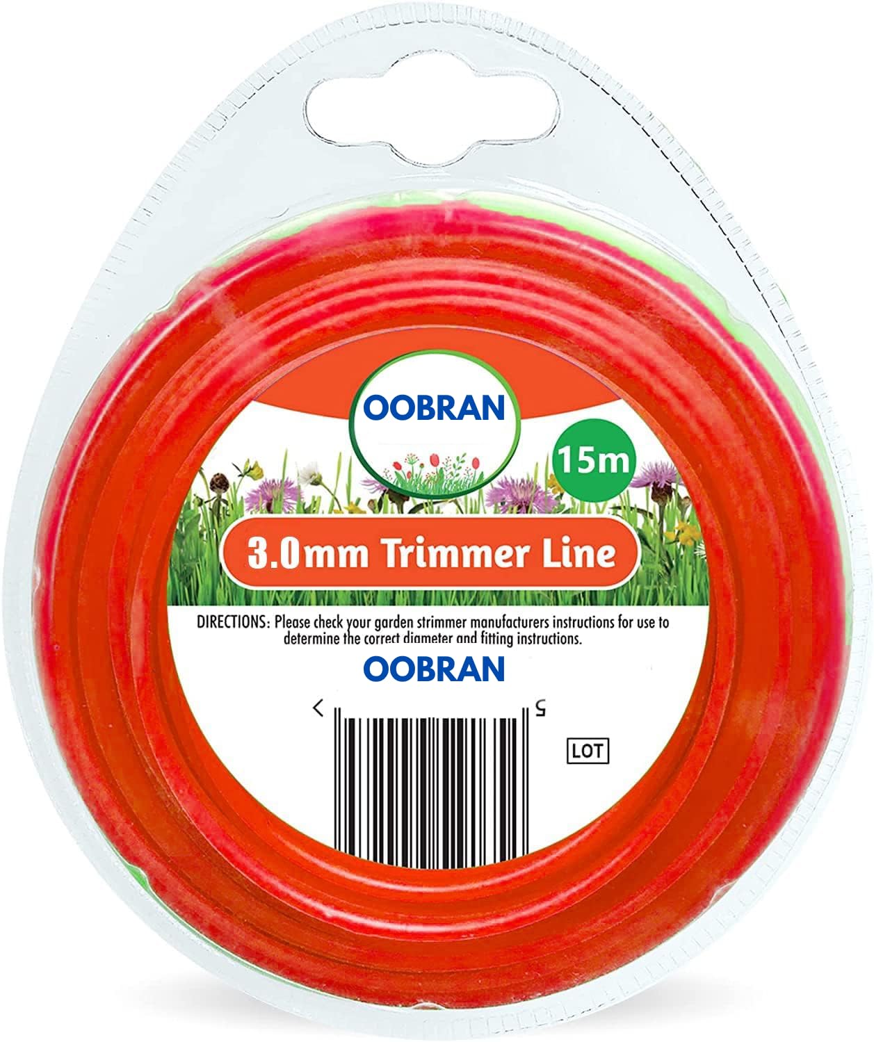 VONRUSS-UK 15M Garden Strimmer Trimmer Line Cord 1.2mm 1.6mm 2mm Nylon Wire Garden Grass (3.0mm x 15m)