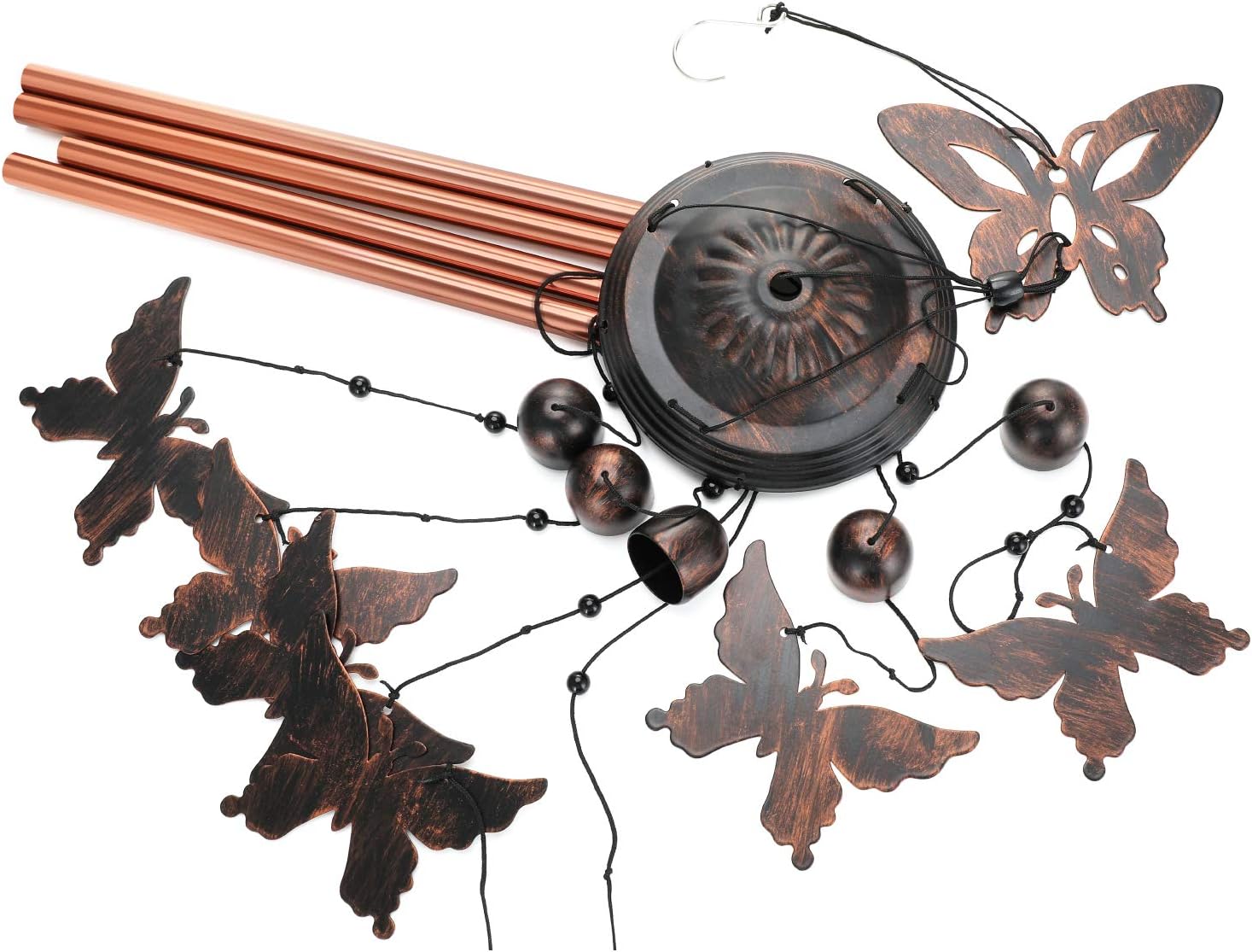 Gardenvy Butterfly Wind Chime, 35" Unique Metal Garden Chimes with 4 Aluminum Tubes for Mom Gifts for Grandma, Bronze : Garden & Outdoor