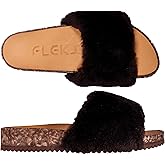 Fleks San Ysidro Women's Shearling Slides, Platform Sandals with Arch Support, Comfort Footwear, Natural Sheepskin Upper