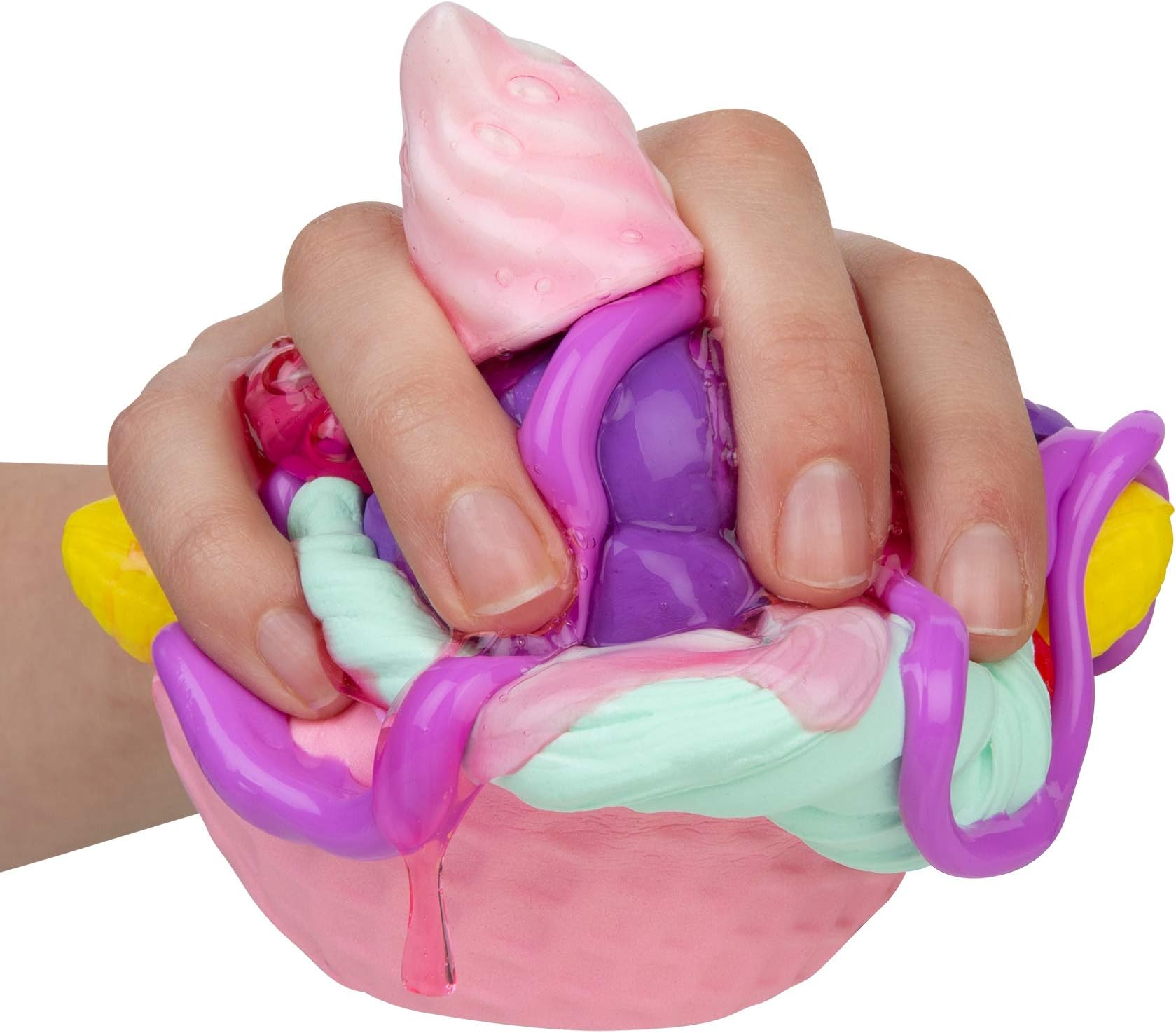 ORB 35772 Slimi Cafe Squishie Banana Split, Starter Pack Banana Split, Set with Crushing Elements for Creating Squezze Pastries, Toy for Children Aged 8 Years, Pink/Yellow/Purple