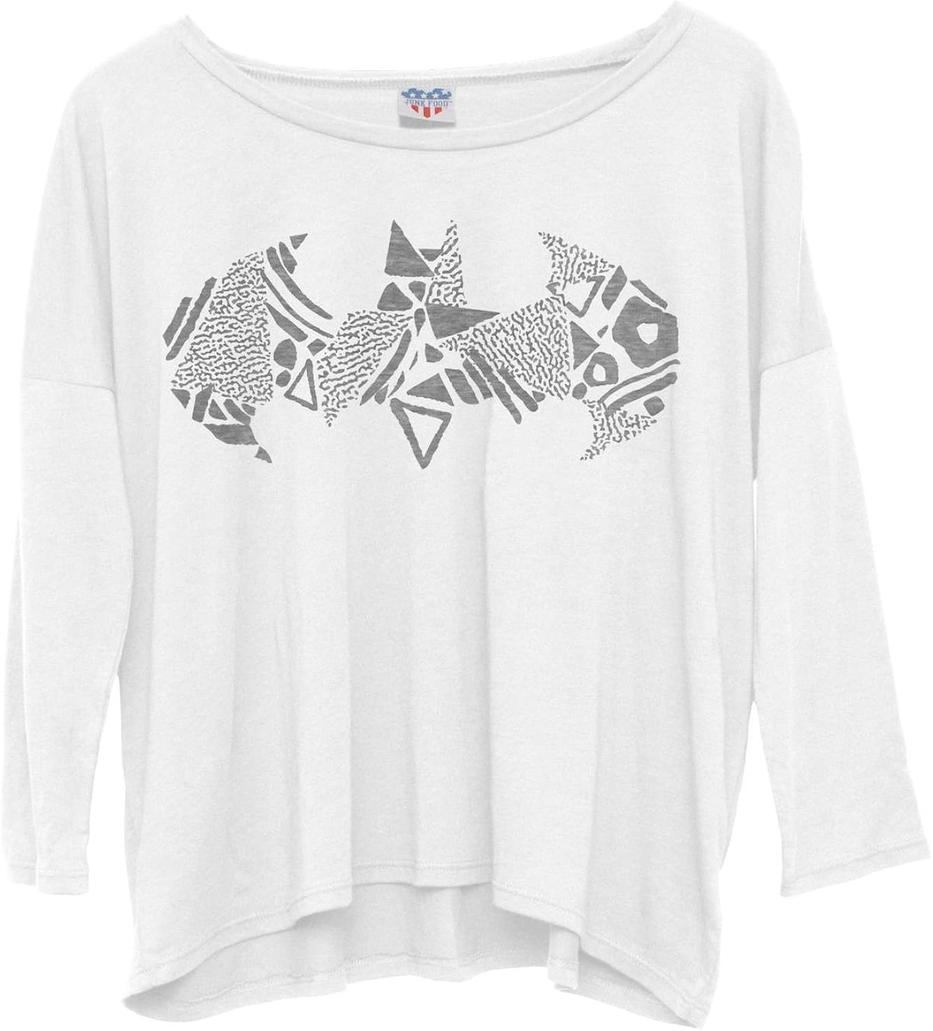 Batman - Pencil Sketch Logo Juniors Long Sleeve Dolman White