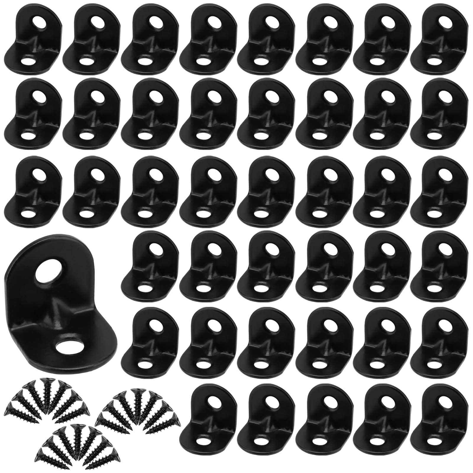 SEUNMUK 80 Pcs Black Corner Bracket, 20 x 20mm 90 Degree Right Angle Small L Shaped Brackets with 160 Screws Corner Angle Brackets for Shelve, Cabinet and Furniture